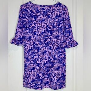 Lilly Pulitzer Girls UPF 50+ Mini Ruffled Sophie Dress XL (12/14) Lilac Safari